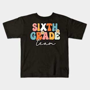 Sixth Grade Team Retro Groovy Back To School 6Th Grade Kids T-Shirt